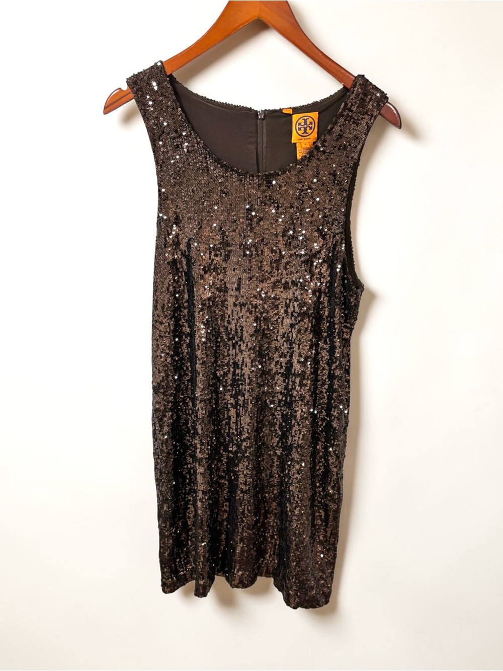 Tory Burch Sequin Dress ASO Serena Van Der Woodsen Gossip Girl Alt Brown M Rare - Picture 3 of 9